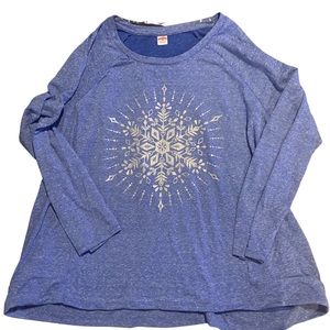 Blue Holiday Time Snowflake Pullover Sweatshirt, 2XL (Lightweight)